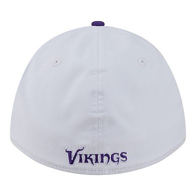 Men's New Era White/Purple Minnesota Vikings Patch 39THIRTY A-Frame M-Crown Perforated Flex Hat