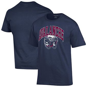 Men's Champion Navy Colorado Avalanche Helmet T-Shirt