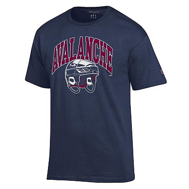 Men's Champion Navy Colorado Avalanche Helmet T-Shirt