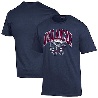 Men's Champion Navy Colorado Avalanche Helmet T-Shirt