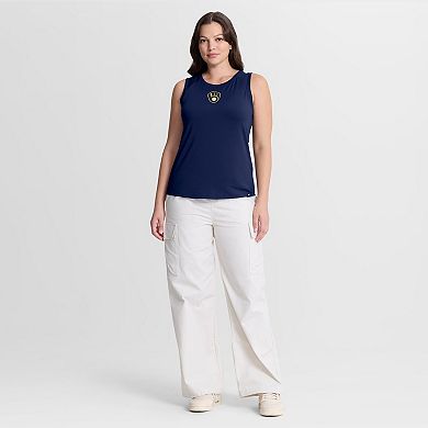 Women's Fanatics Navy Milwaukee Brewers Draped Mesh Back Performance Tank Top