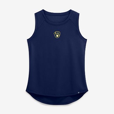 Women's Fanatics Navy Milwaukee Brewers Draped Mesh Back Performance Tank Top