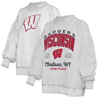 Women's Pressbox Heather Gray Wisconsin Badgers Reversible Sweatshirt