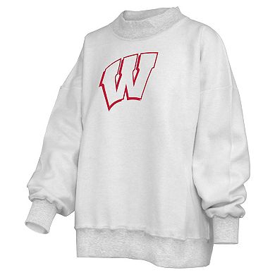 Women's Pressbox Heather Gray Wisconsin Badgers Reversible Sweatshirt
