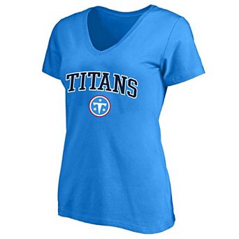 Women's Fanatics Light Blue Tennessee Titans Plus Size Arch V-Neck T-Shirt