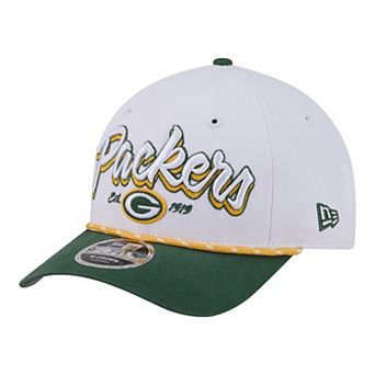 Men's New Era White Green Bay Packers Team Loyal A-Frame 9FORTY Adjustable Hat