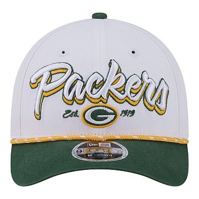 Men's New Era White Green Bay Packers Team Loyal A-Frame 9FORTY Adjustable Hat