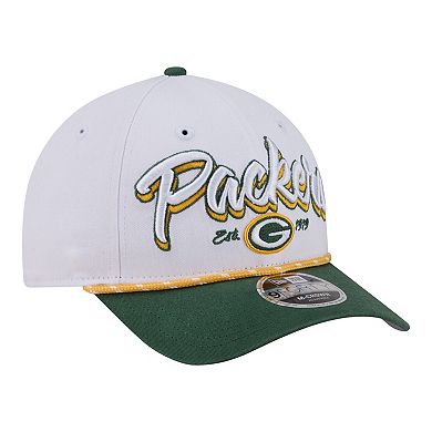 Men's New Era White Green Bay Packers Team Loyal A-Frame 9FORTY Adjustable Hat