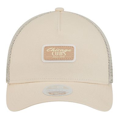 Women's New Era Light Beige Chicago Cubs Tonal Patch 9FORTY M-Crown A-Frame Trucker Adjustable Hat