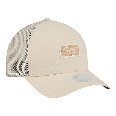 Women's New Era Light Beige Chicago Cubs Tonal Patch 9FORTY M-Crown A-Frame Trucker Adjustable Hat