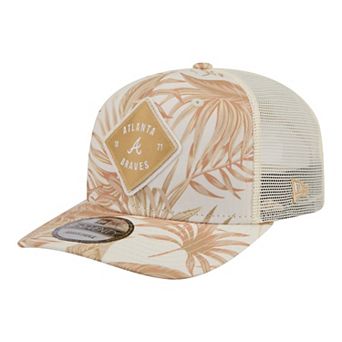 Men's New Era Tan Atlanta Braves Tonal Palm 9SEVENTY Adjustable Trucker Hat