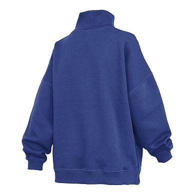 Women's Pressbox Navy BYU Cougars Oversized Mock Neck Sweatshirt