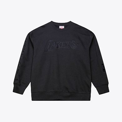 Men's Mitchell & Ness Black Los Angeles Lakers Phantom Fleece Sweatshirt