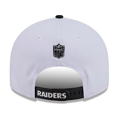 Men's New Era White/Black Las Vegas Raiders 2026 NFL Draft Pre-Curved 9FIFTY Snapback Hat