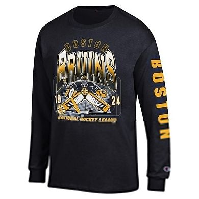 Men's Champion Black Boston Bruins Long Sleeve Jersey T-Shirt