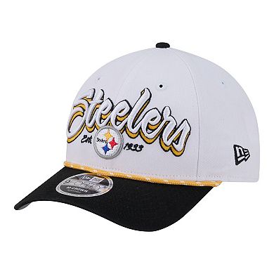 Men's New Era White Pittsburgh Steelers Team Loyal A-Frame 9FORTY Adjustable Hat