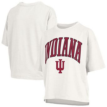 Women's Pressbox White Indiana Hoosiers Plus Size Nelson Motley Crew Oversized Slub T-Shirt