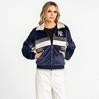 Women's The Wild Collective Navy New York Yankees Velvet Cord Full-Zip Jacket
