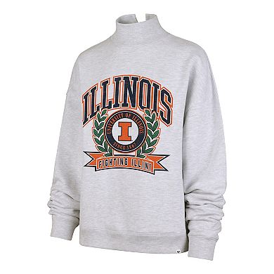 Women's '47 Gray Illinois Fighting Illini Laurel Arch Mock Neck Sweatshirt