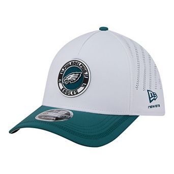 Men's New Era White/Midnight Green Philadelphia Eagles Patch 39THIRTY A-Frame M-Crown Perforated Flex Hat