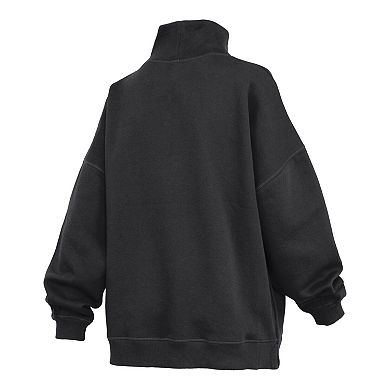Women's Pressbox Black Colorado Buffaloes Oversized Mock Neck Sweatshirt