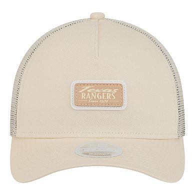 Women's New Era Light Beige Texas Rangers Tonal Patch 9FORTY M-Crown A-Frame Trucker Adjustable Hat