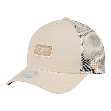 Women's New Era Light Beige Texas Rangers Tonal Patch 9FORTY M-Crown A-Frame Trucker Adjustable Hat