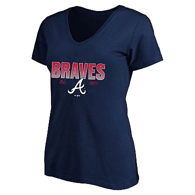 Women's Profile Navy Atlanta Braves Plus Size Wordmark V-Neck T-Shirt