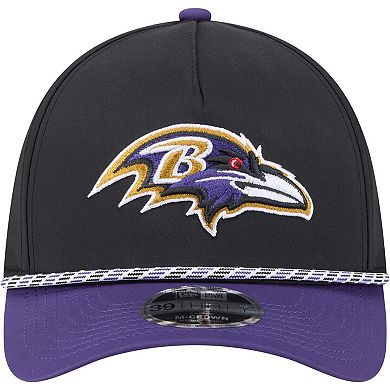 Men's Black/Purple Baltimore Ravens Rope M-Crown A-Frame 39THIRTY Flex Hat