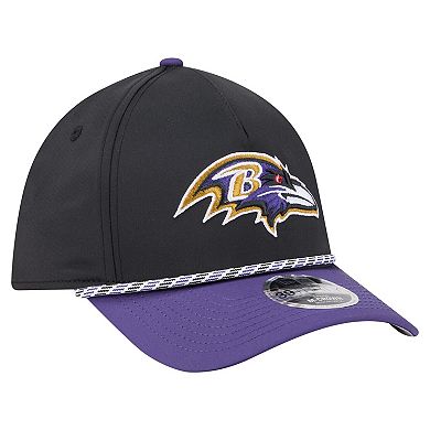 Men's Black/Purple Baltimore Ravens Rope M-Crown A-Frame 39THIRTY Flex Hat