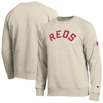Men's Champion Oatmeal Cincinnati Reds All-Star Soft Felt Sweatshirt