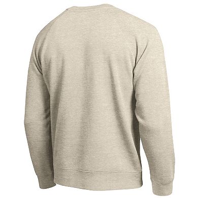 Men's Champion Oatmeal Cincinnati Reds All-Star Soft Felt Raglan Sweatshirt