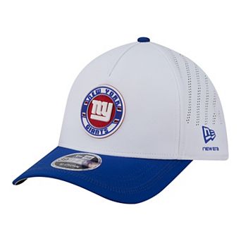 Men's New Era White/Royal New York Giants Patch 39THIRTY A-Frame M-Crown Perforated Flex Hat