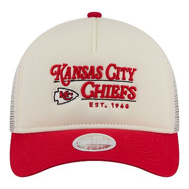 Women's New Era Cream/Red Kansas City Chiefs Retro A-Frame 9FORTY Adjustable Hat