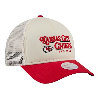 Women's New Era Cream/Red Kansas City Chiefs Retro A-Frame 9FORTY Adjustable Hat