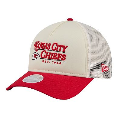 Women's New Era Cream/Red Kansas City Chiefs Retro A-Frame 9FORTY Adjustable Hat