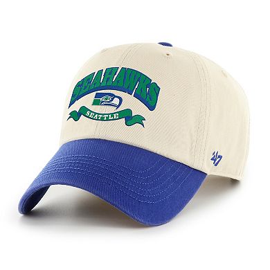 Men's '47 Natural/Royal Seattle Seahawks Two-Tone Clean Up Adjustable Hat