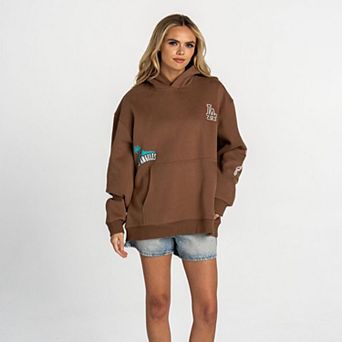 Women's The Wild Collective Brown Los Angeles Dodgers Oversized Hoodie