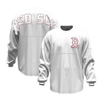 Women's Fanatics White Boston Red Sox Baseball Stitch Spirit Jersey Long Sleeve T-Shirt