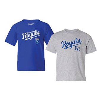 Youth Soft as a Grape Royal/Gray Kansas City Royals 2-Pack Logo T-Shirt Set