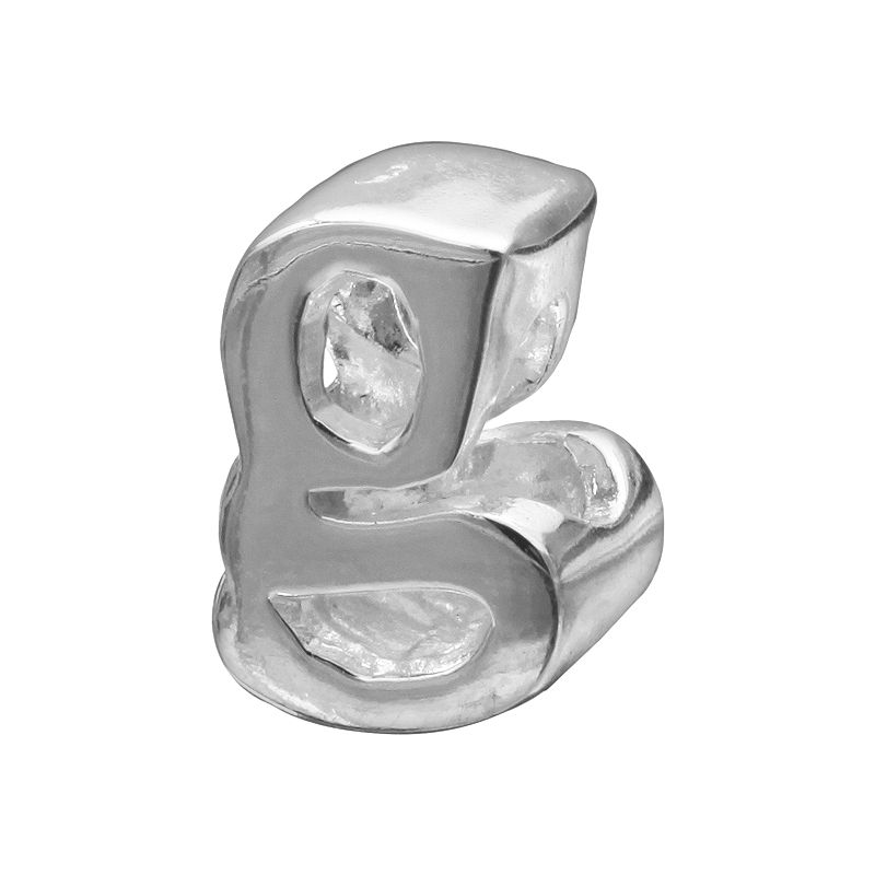 Individuality Beads Sterling Silver Initial Bead, Womens, Grey