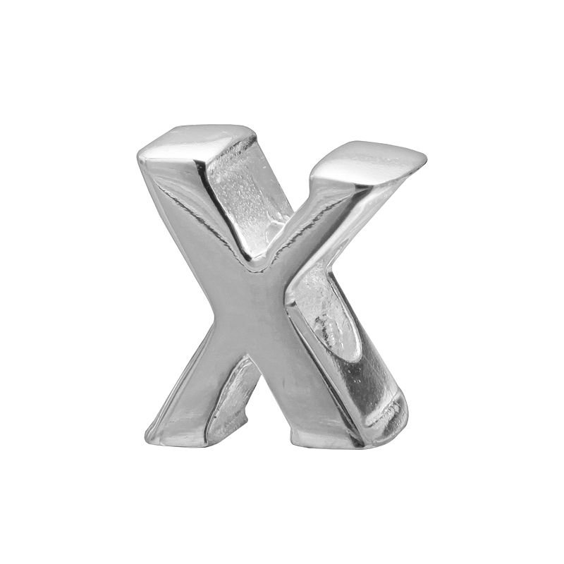 Individuality Beads Sterling Silver Initial Bead, Womens, Grey