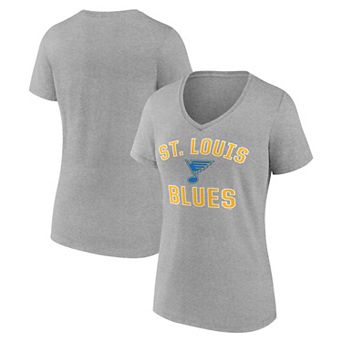 Women's Logo Athletic Heather Gray St. Louis Blues Arch Victory V-Neck T-Shirt