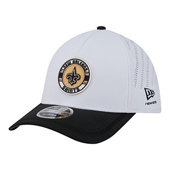 Men's New Era White/Black New Orleans Saints Patch 39THIRTY A-Frame M-Crown Perforated Flex Hat