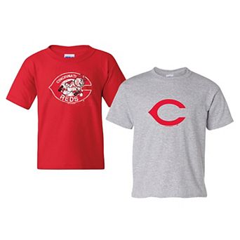 Youth Soft as a Grape Red/Gray Cincinnati Reds Cooperstown 2-Pack T-Shirt Set
