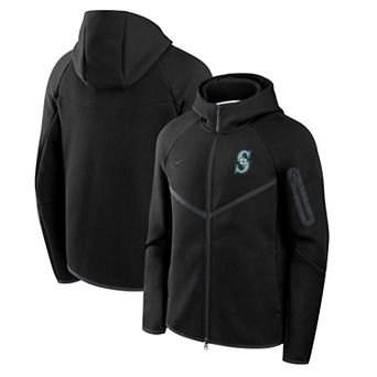Men's Nike Black Seattle Mariners Tech Fleece Raglan Full-Zip Windrunner Hoodie