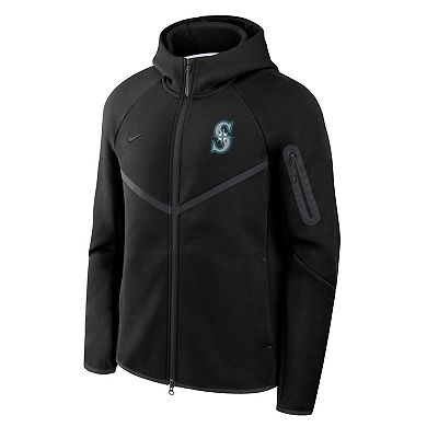 Men's Nike Black Seattle Mariners Tech Fleece Raglan Full-Zip Windrunner Hoodie