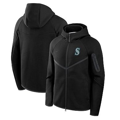 Men's Nike Black Seattle Mariners Tech Fleece Raglan Full-Zip Windrunner Hoodie