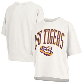 Women's Pressbox White LSU Tigers Plus Size Nelson Motley Crew Oversized Slub T-Shirt
