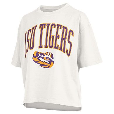 Women's Pressbox White LSU Tigers Plus Size Nelson Motley Crew Oversized Slub T-Shirt